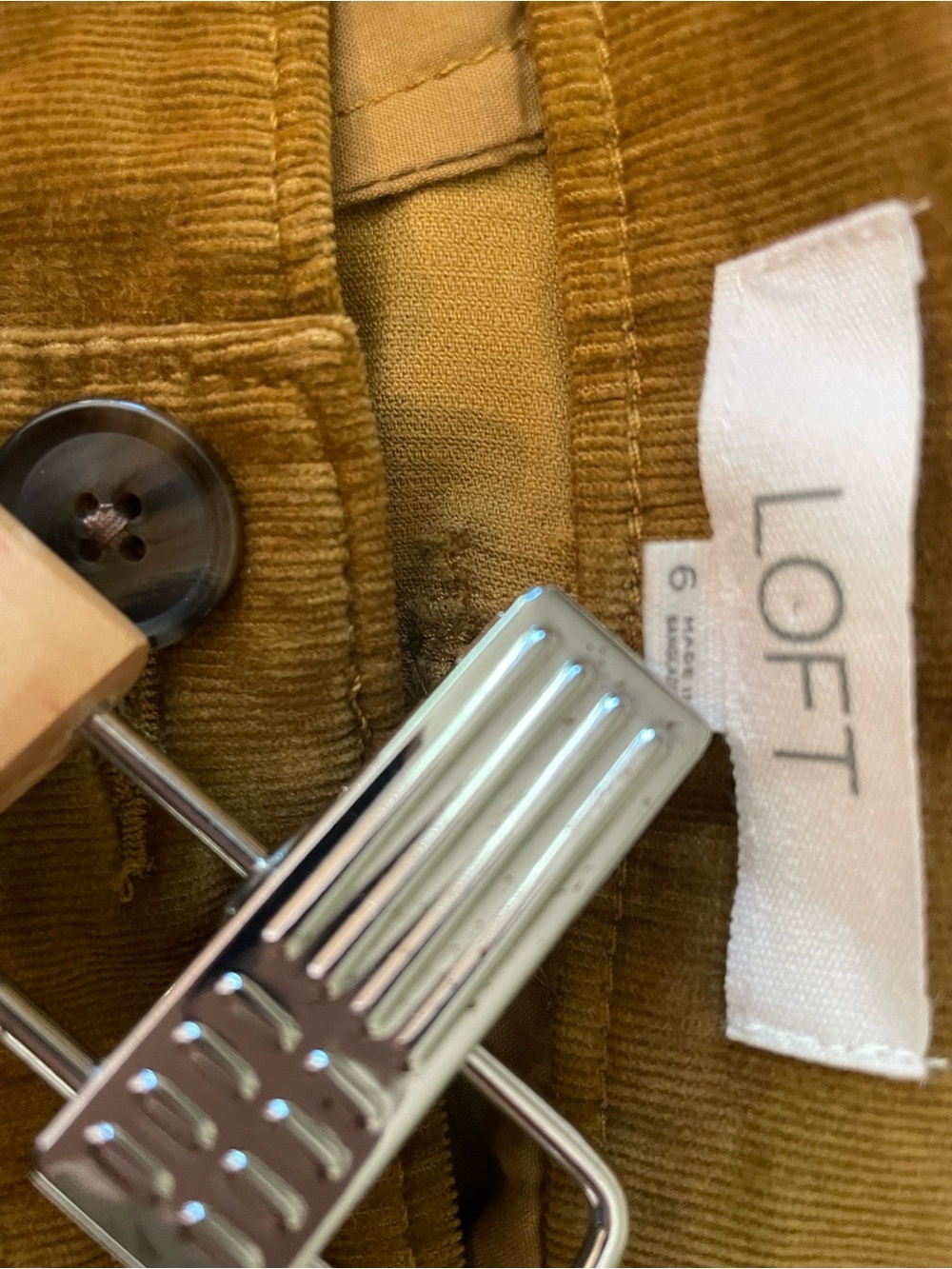 Ann Taylor LOFT THE PALMER Mustard Yellow Brown Wide Leg Corduroy Boho Pants 6 - Picture 9 of 14